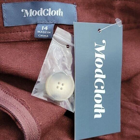 Modcloth Brown Sunny Attitude A-line Faux Wrap Mini Skirt NEW Women's 14 - Picture 7 of 9